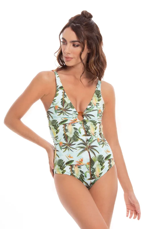 Green Palms One Piece Swimsuit