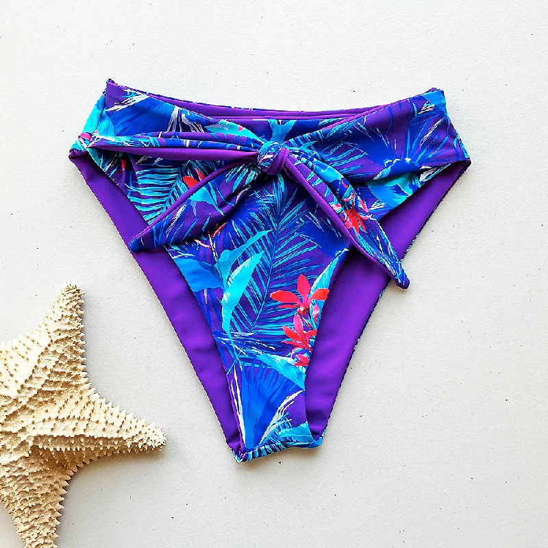 Blue Lagoon Tie-Front High-Waisted Bikini Bottom