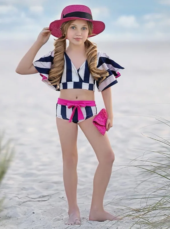 Chic Cutie Bowed Kimono Two Piece Swimsuit