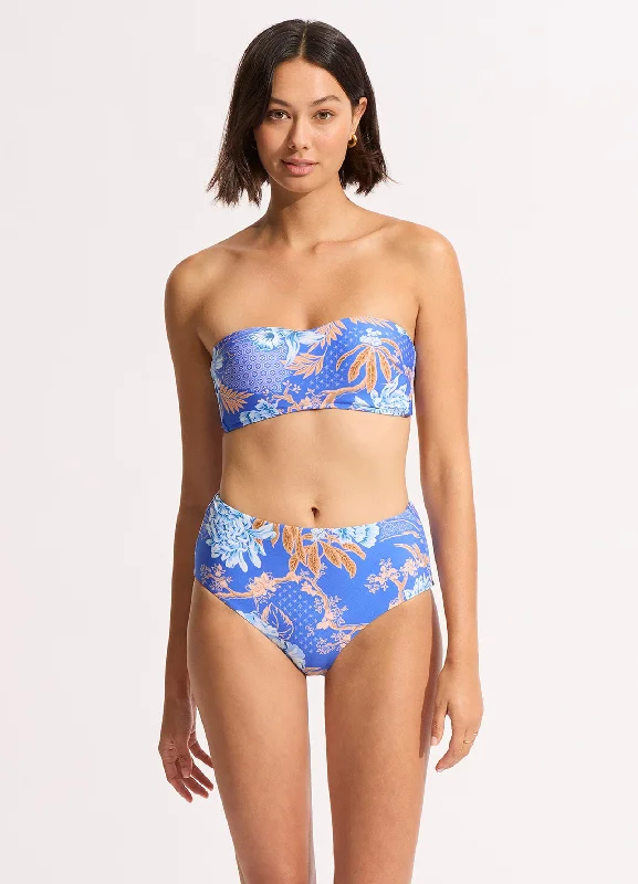 Eden High Waisted Bikini Bottom - Azure