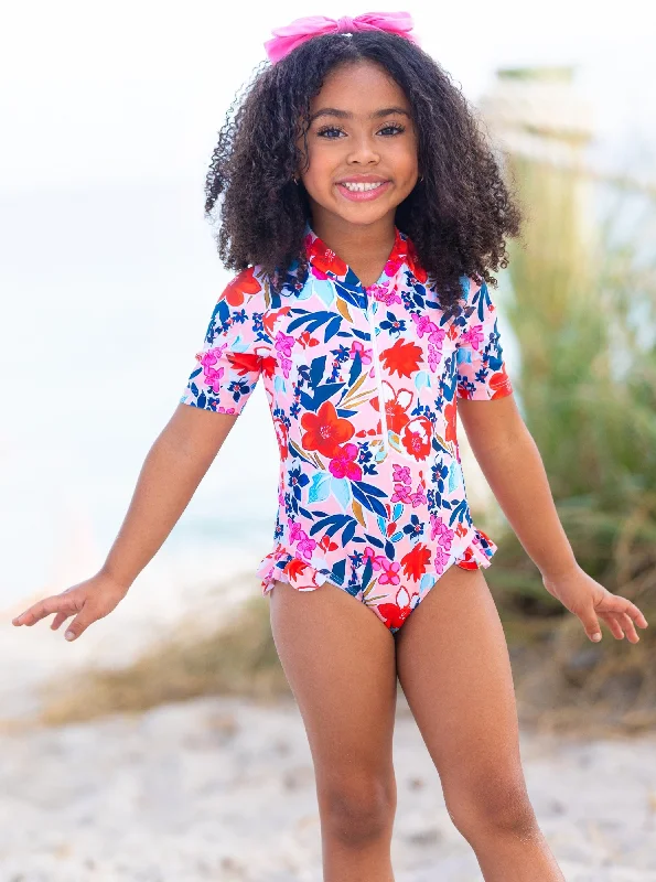 Beach Garden One Piece Rash Guard Swimsuit