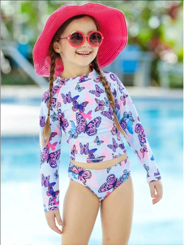 Butterfly Dreams Rash Guard Two Piece Swimsuit