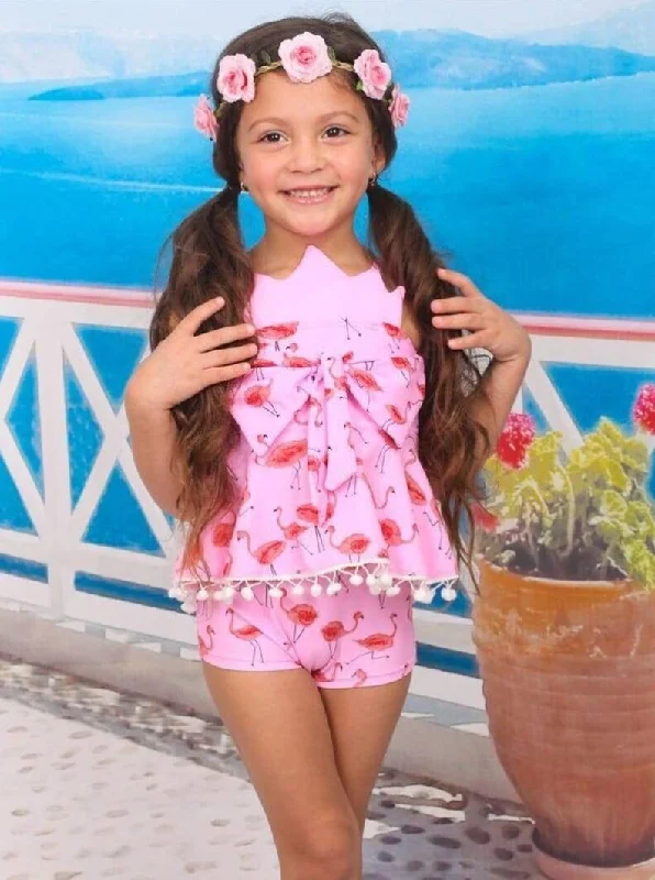 Fabulous Flamingo Flock Tankini and Shorts Swimsuit