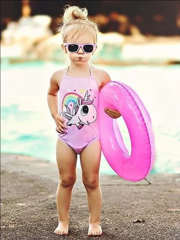 Pink Halter Unicorn One Piece Swimsuit