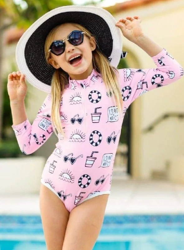 Sunset Girl Rash Guard One Piece Swimsuit