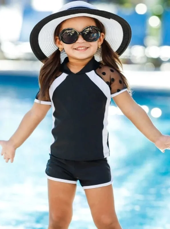 Precious Polka Dot Rash Guard Two Piece Swimsuit