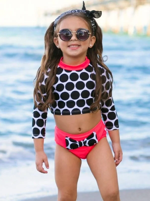 Peace and Polka Dots Two Piece Rash Guard Swimsuit