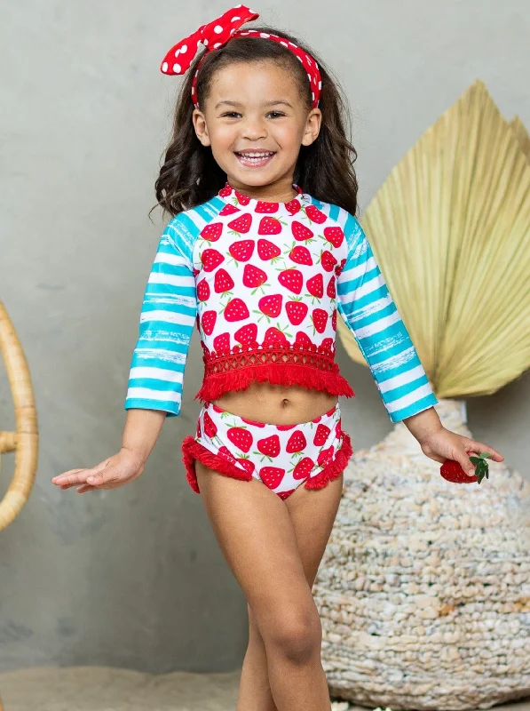 Beach Berry Rash Guard Two Piece Swimsuit