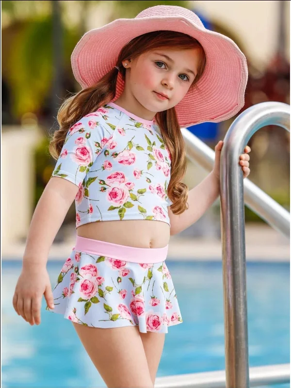 Rose Bud Beauty Rash Guard Two Piece Swimsuit