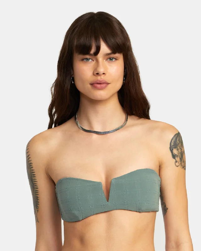 Greetings V Wire Bandeau Bikini Top - Jade