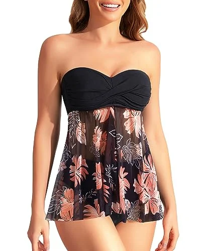 Halter Bandeau Flyaway Top & Tummy Control Two Piece Set