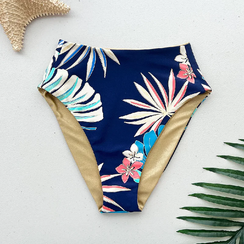 Hawaiian Holdiay + Golden Sands Reversible High-Waisted Bikini Bottom