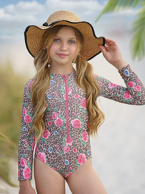 In Vacation Mode Rash Guard One Piece Swimsuit