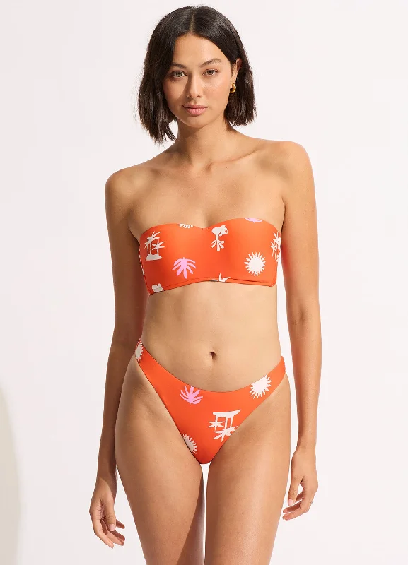 La Palma High Cut Bikini Bottom - Tamarillo