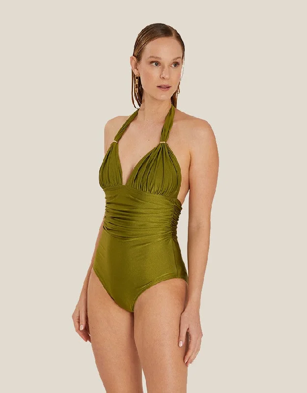 Adjustable Halter One Piece Sage