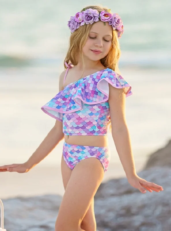 Mermaids Only One Shoulder Two Piece Swimsuit