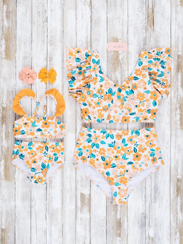 Mom & Me Golden Garden Ruffle Swimsuit