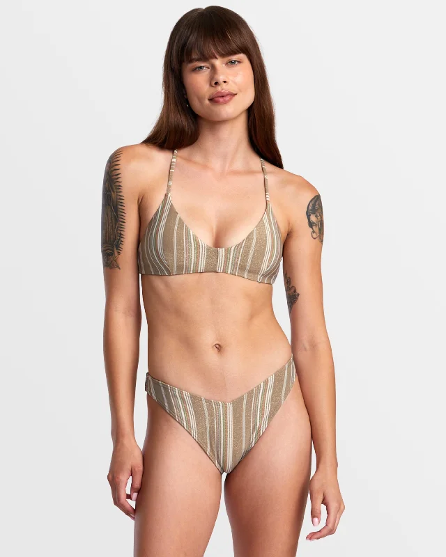 Pins Lurex Crossback Triangle Bikini Top - Dark Khaki