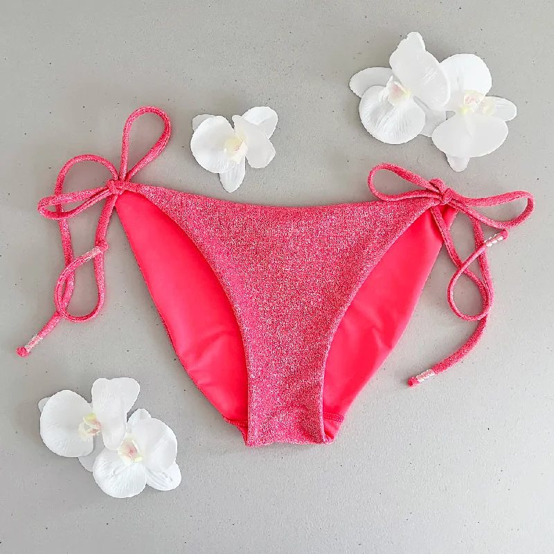 Shimmering Coral Reef High Cut Tie Side Full Coverage Bikini Bottom