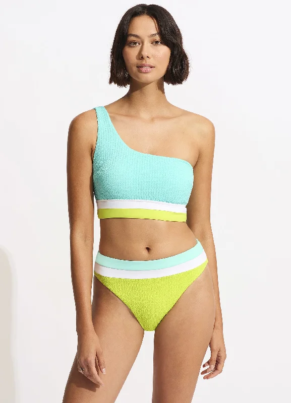 Slice Of Splice High Waisted Bikini Bottom - Lime Burst