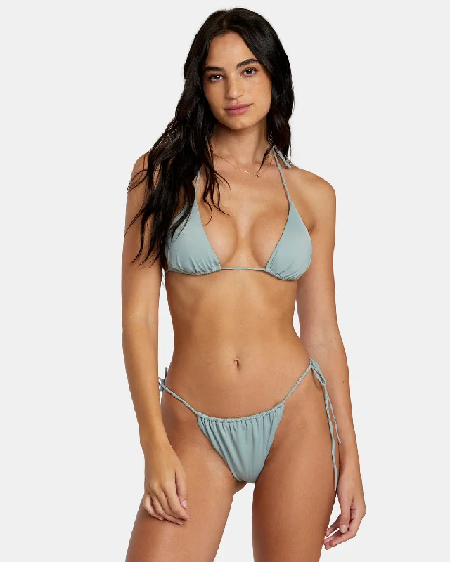 Solid Halter Triangle Bikini Top - Shale