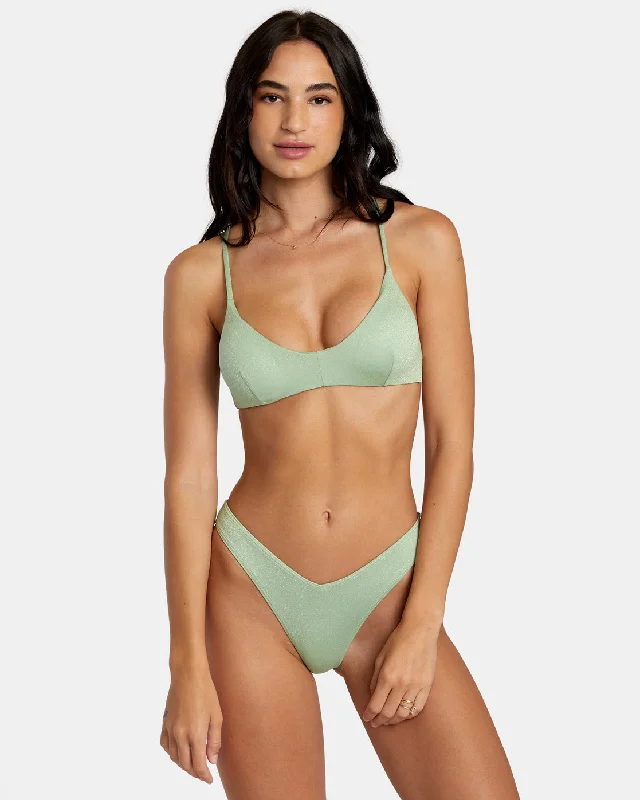 Solid Lurex Crossback Bikini Top - Seafoam