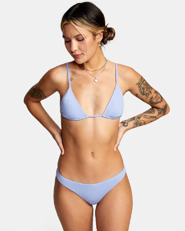 Solid Slide Triangle Bikini Top - Grey Purple