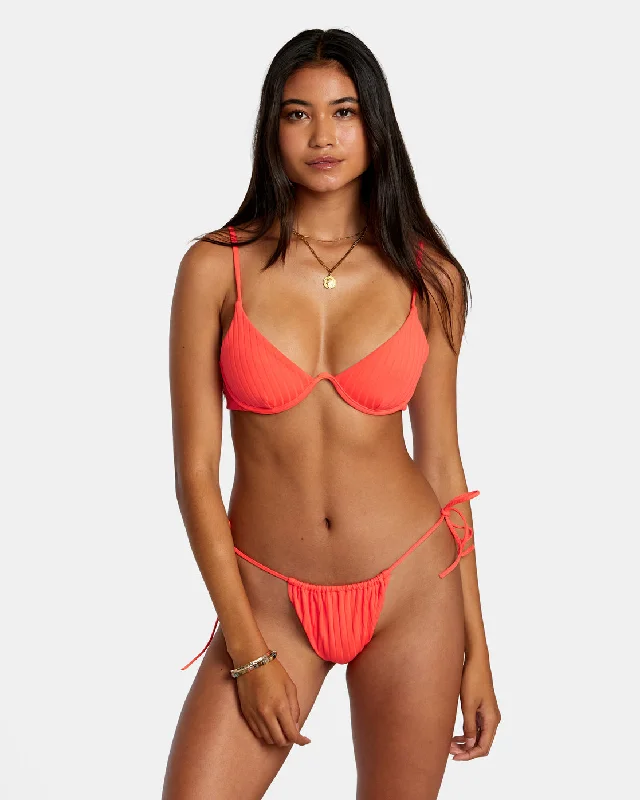 Solid Streak Underwired Bikini Top - Neon Red