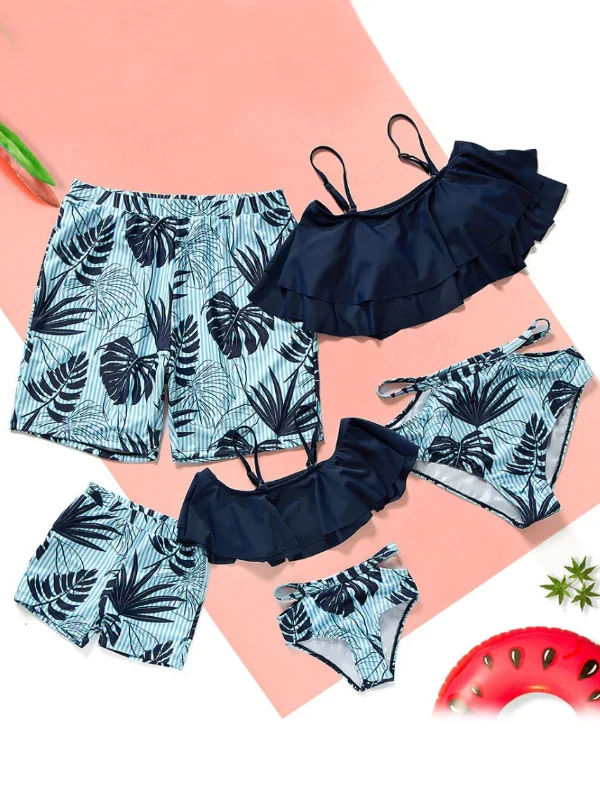 Family Style Tropical Vacay Matching Print Swimsuits