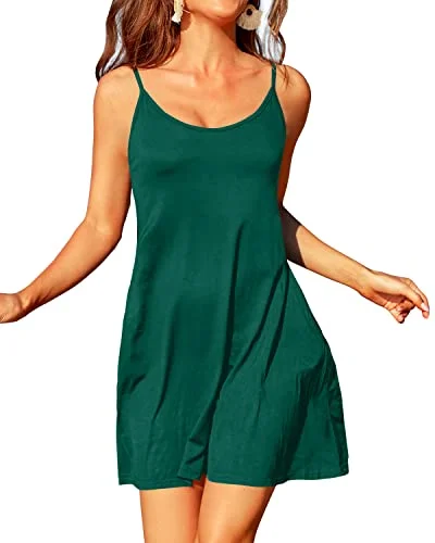 Super Soft Dress Side Pockets Swim Cover Up For Women-Aqua