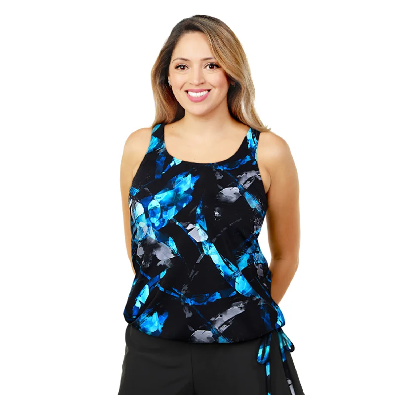 * Special Price * Women's Long Swimwear Top by Topanga  - Azure Brushstrokes